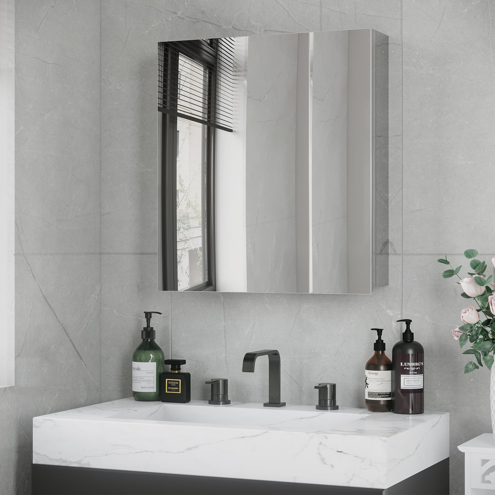 Medicine Cabinet With Mirror Wall-mounted Bathroom
