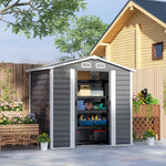 7 X 4ft Metal Garden Shed W/ Double Doors Gloves | Dark Gray