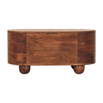 Solid Wood Curva Storage Trunk, Lid-up Storage, Light Brown
