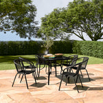 7 Pieces  Garden Dining Set Outdoor Tempered Glass Garden Table With Six Rattan Chairs | Medium | Black