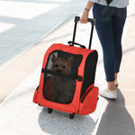 Pet Travel Backpack Bag Cat Puppy Dog Carrier W/ Trolley And Telescopic | Red