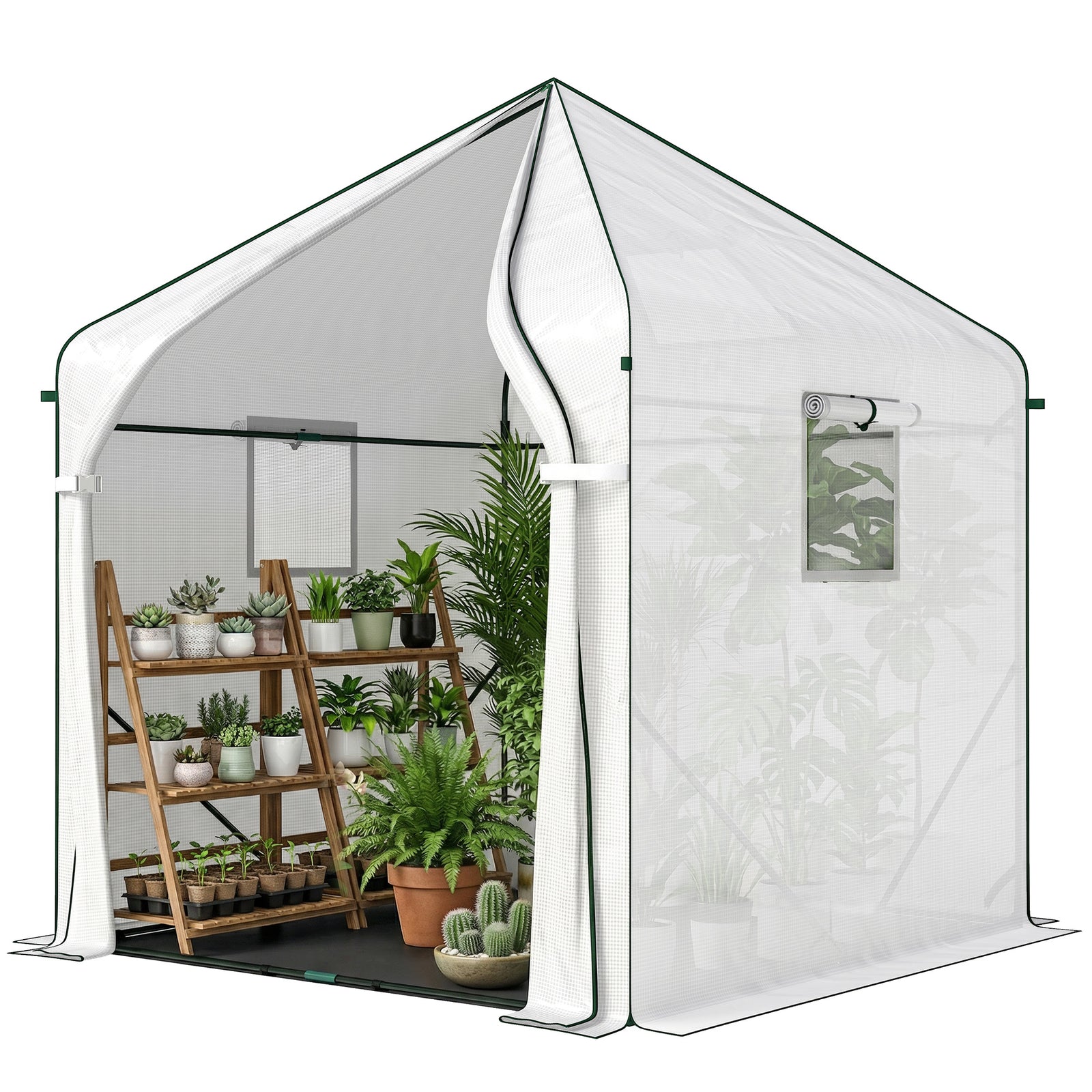 Large Plant House With Roll-up Door White