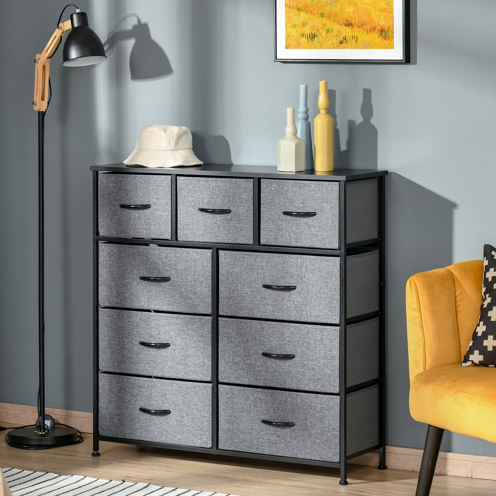 9 Drawers Storage Chest Dresser Organizer Unit Foldable Bin