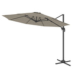 3x3m Cantilever Parasol W/ 360° Crank Handle Tilt | Light Grey