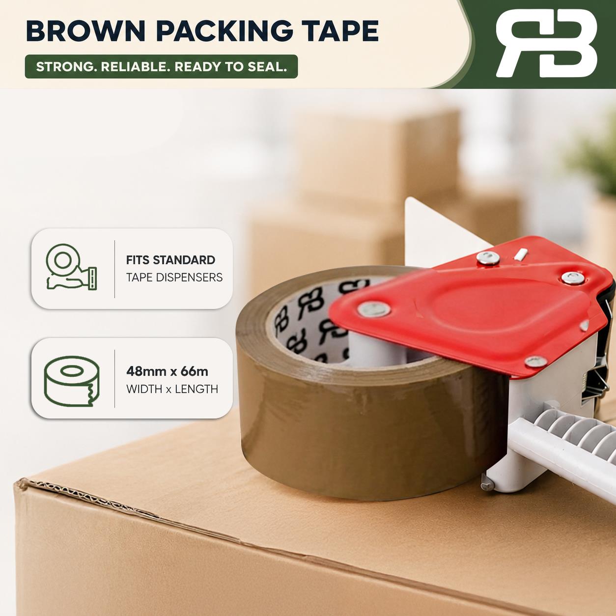 Brown Packing Tape 48mm X 66m Strong Parcel Box Tape | 12 Rolls | Brown