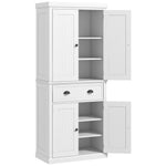 Kitchen Storage Cabinet W/ Drawers Cupboards Shelves Home | White