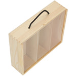 3 Bottle Bottle Pinewood Carry Case With Acrylic Lid | One Size | Brown