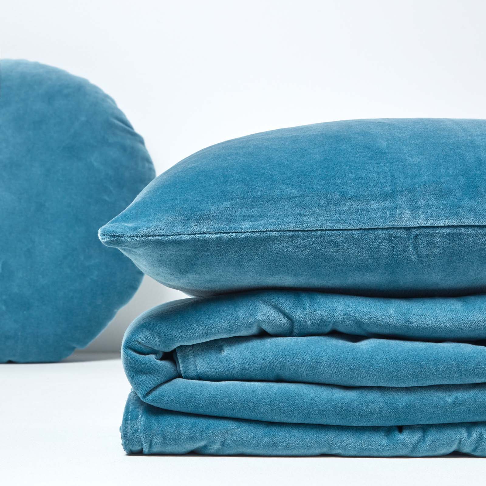Velvet Cotton Quilted Throw | 150cm x 200cm | Blue
