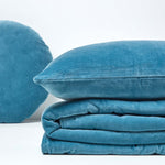 Velvet Cotton Quilted Throw | 125cm x 150cm | Blue