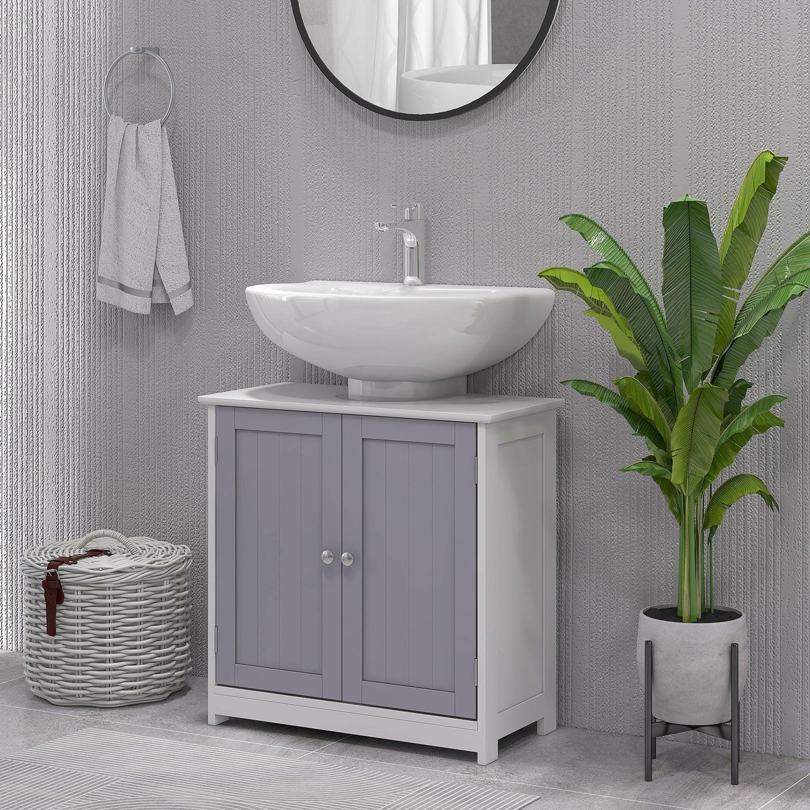 Under-sink Storage Cabinet Adjustable Shelf Drain Hole | One Size | White