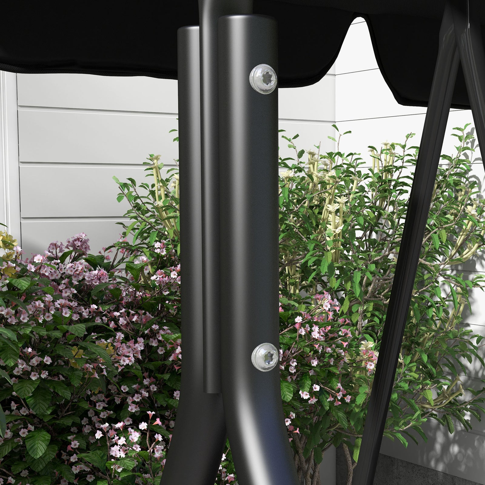 3-seat Swing Chair Garden Swing Seat W/ Adjustable Canopy | Black