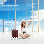 40x20x25cm Cabin Carry-on Suitcase - Lightweight, Durable, 4-wheel Luggage - 100+ Airlines Approved | Cabin | Burgundy