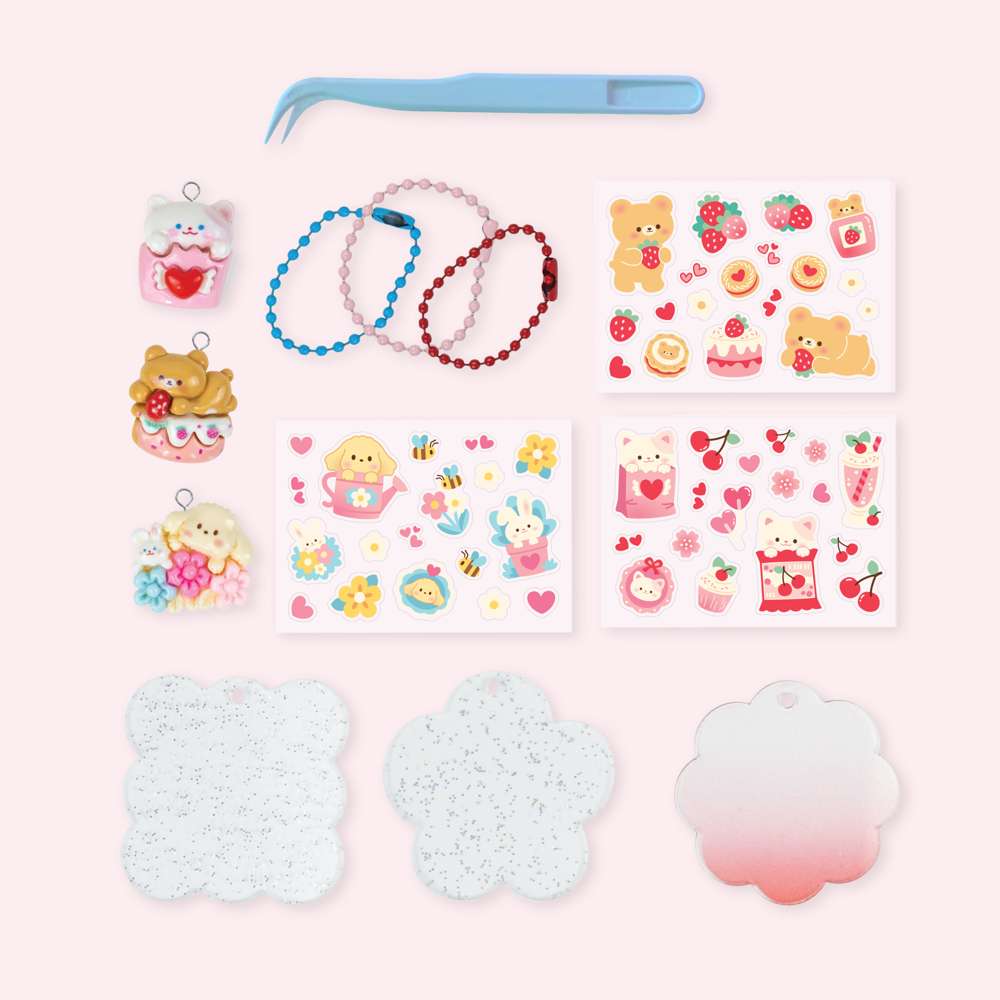 Tiger Tribe Sticker Craft Kit - Kawaii Bag Charms