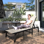 Folding Sun Lounger, 5-position Adjustable Sunbed | Khaki