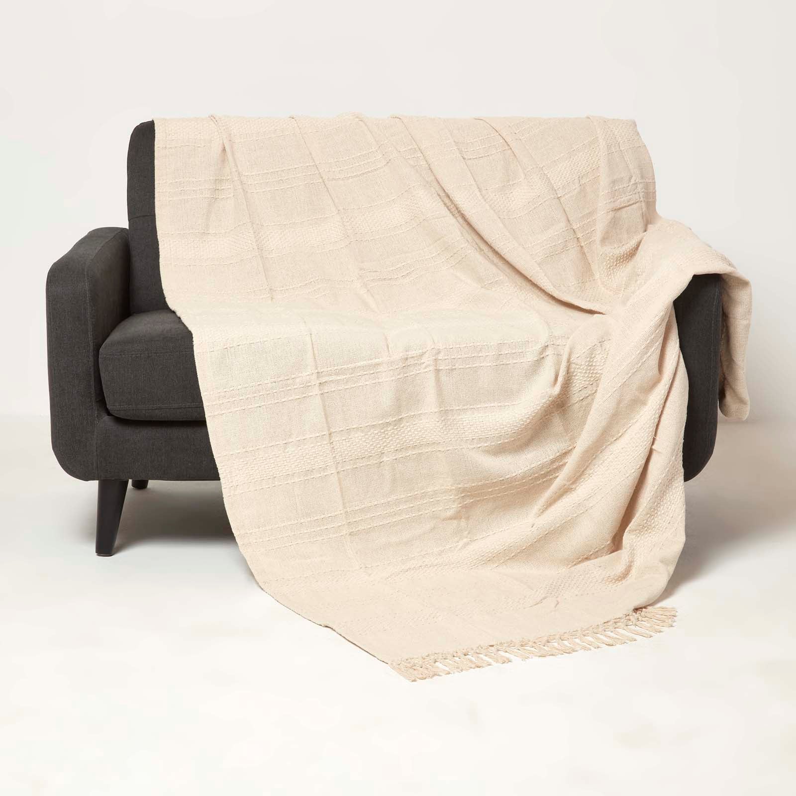 Kashi Cotton Throw With Tassels | 255cm x 360cm | Natural