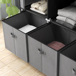 Portable Wardrobe W/ 5 Shelves 3 Fabric Drawers And 2 Rails