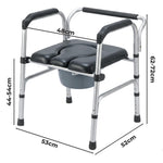 3 In 1 Commode Chair Folding Shower Chair Toilet Seat Riser Adjustable | Grey