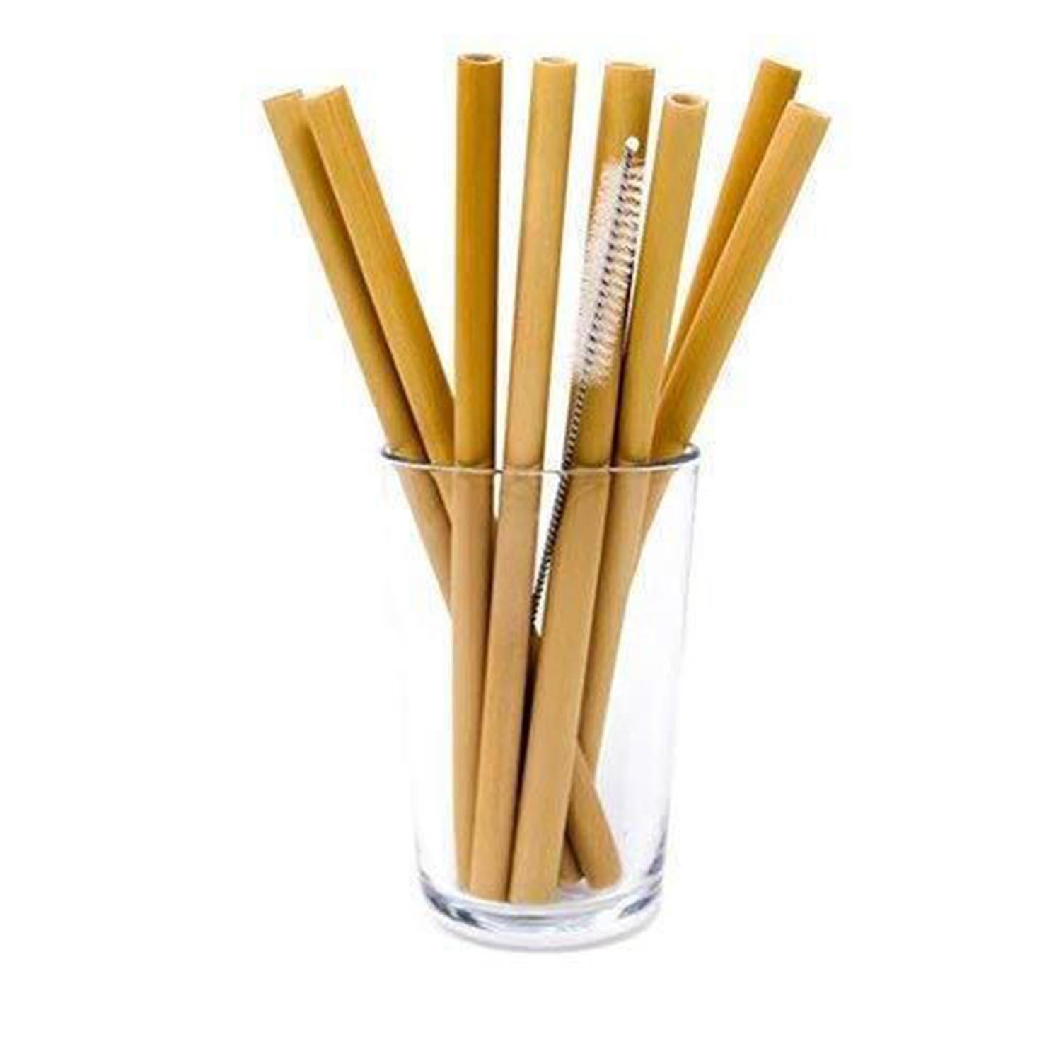 Bamboo Drinking Straws With Cleaning Brush 100% Organic Natural Material