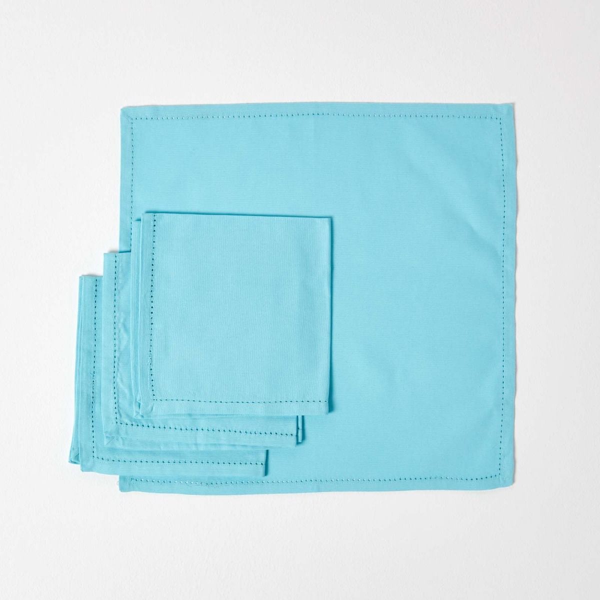 Plain Cotton Fabric 4 Napkins Set | 45cm x 45cm | Blue