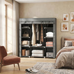 HOMCOM Fabric Wardrobe With 10 Shelves, Foldable Closet