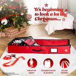 Fabric Wrapping Paper Storage Bag Red With Handles And Pockets