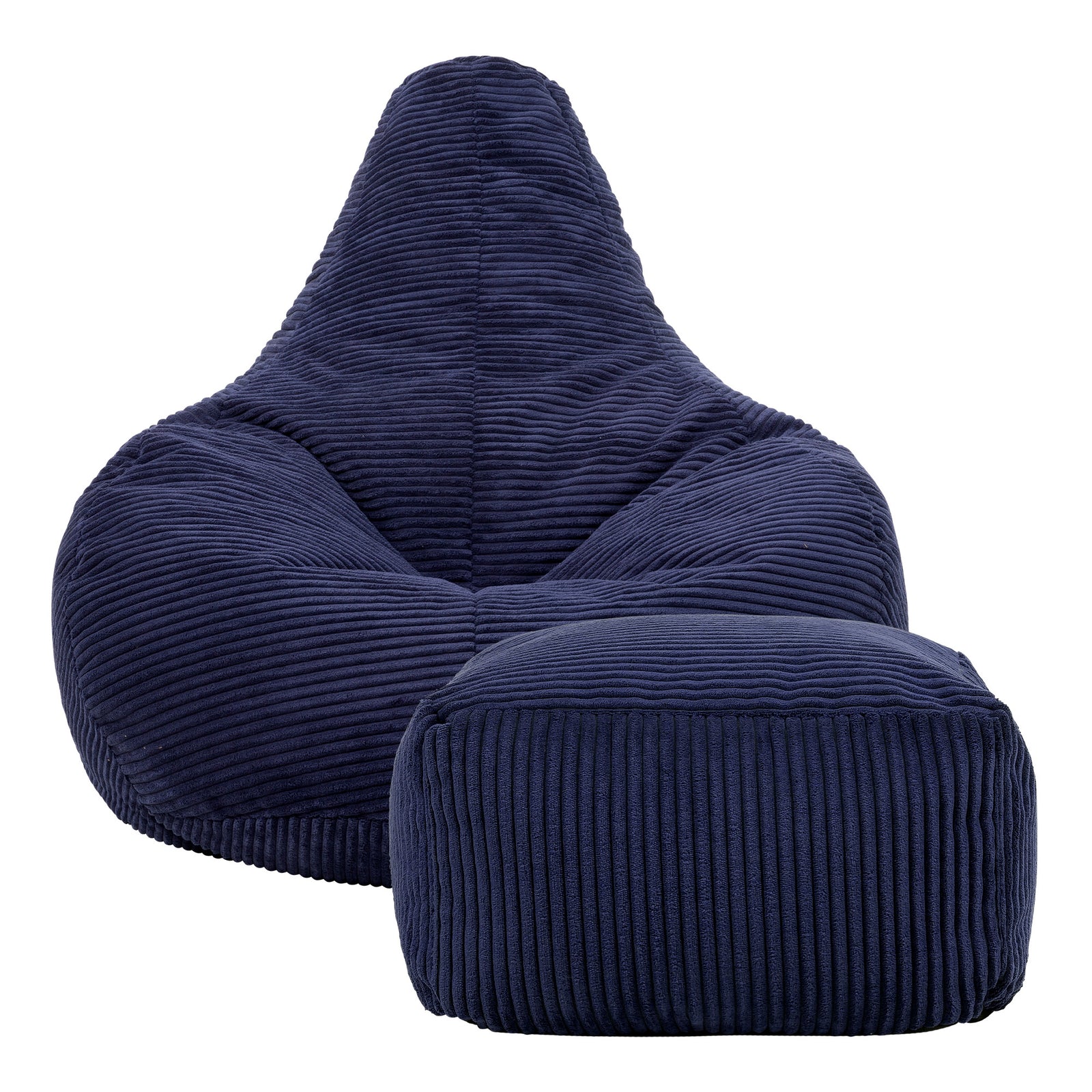 Dalton Cord Bean Bag Chair & Pouffe | Navy Blue