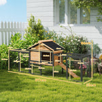 Wooden Rabbit Hutch Outdoor, Guinea Pig Hutch With Steel Run, Removable Tray