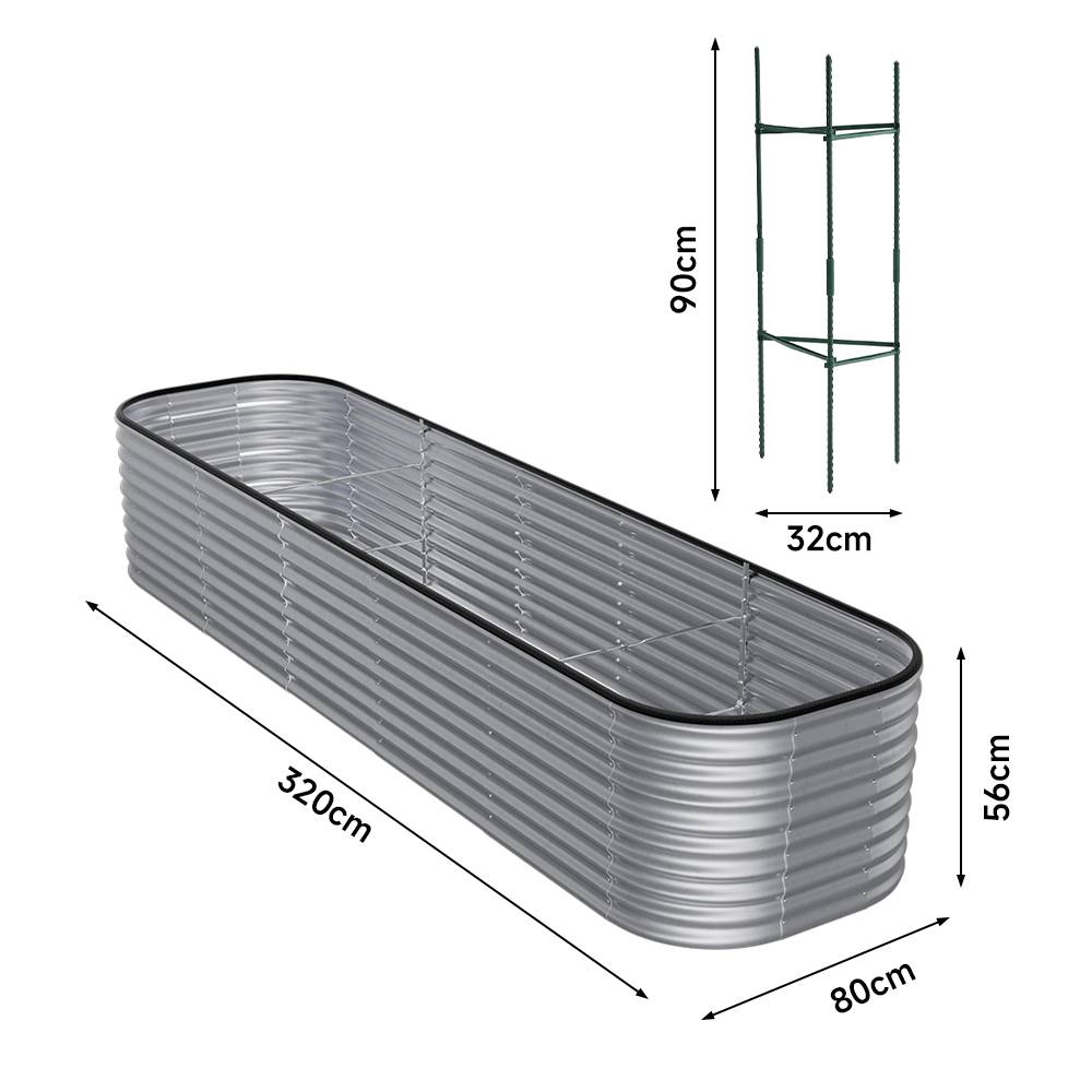 Raised Garden Bed Kit Oval-shaped Galvanized Steel Raised Garden Bed Raised Planter Box Outdoor | Large | Galvanized Silver