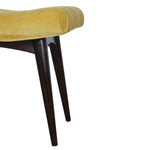 Solid Wood Mustard Cotton Velvet Curved Bench