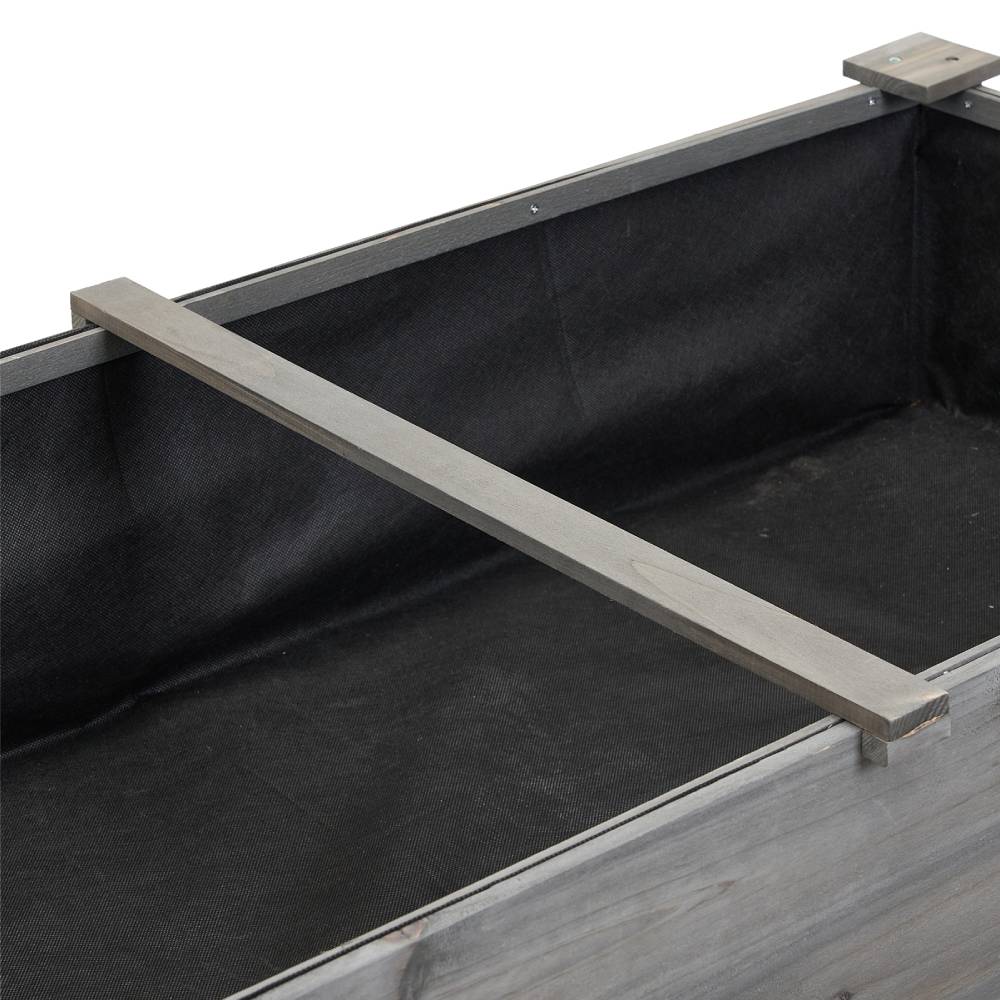 Raised Garden Bed With Optional Non-woven Liner, Fir Wood Elevated Planter Box With Drainage Holes | Grey