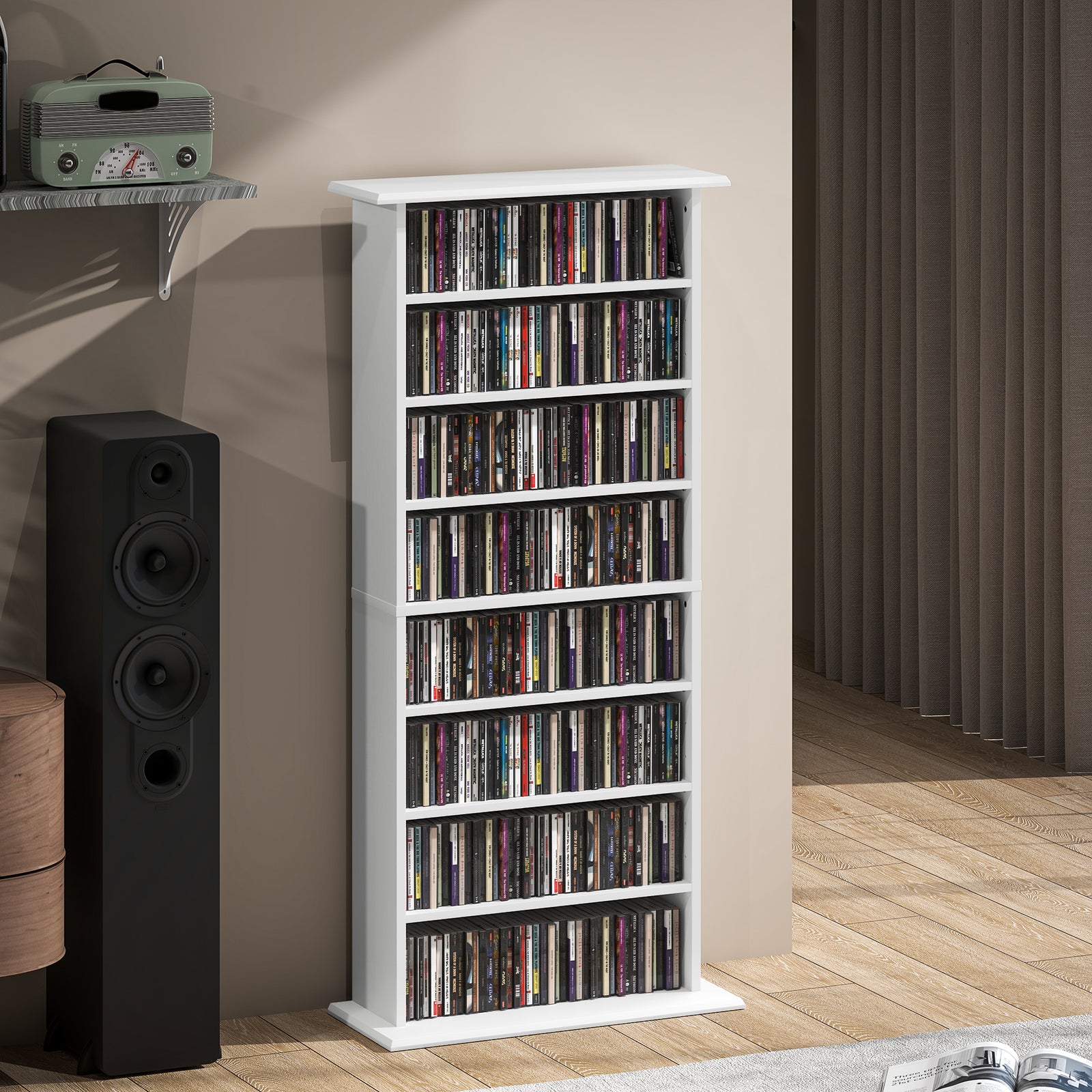 Cd Storage Unit Dvd Tower Blu-ray Storage Shelf For Office | Small | White