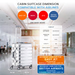 56x45x25cm Large Cabin Carry On Case - Overhead Luggage Suitcase - 4 Spinner Wheels - Aluminium Frame/abs Shell Outer | Cabin | Silver