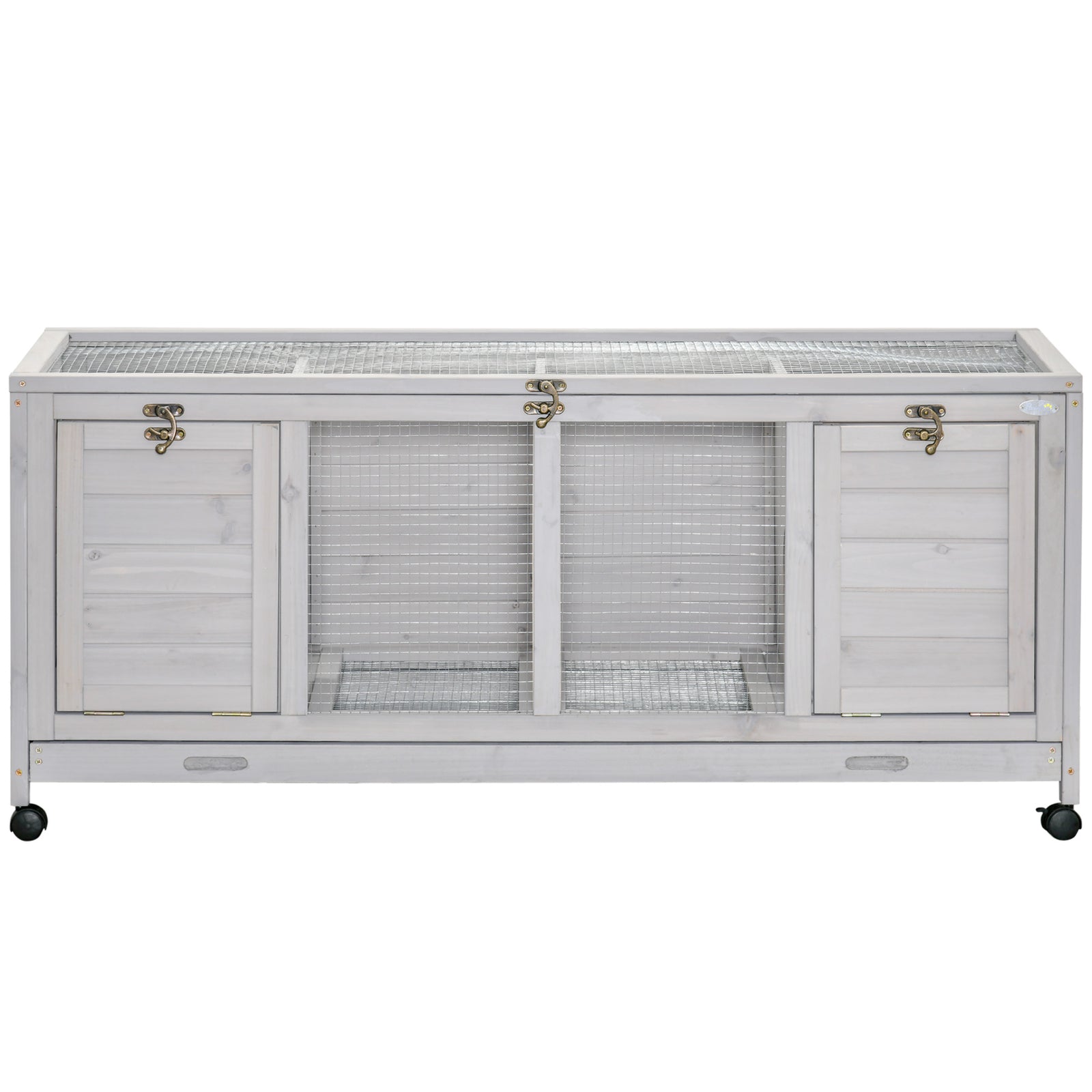 Rabbit Hutch Mobile Separable Guinea Pig Cage W/ Wheels, Slide-out Tray