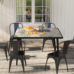 Square Outdoor Dining Table, Marble Effect Top