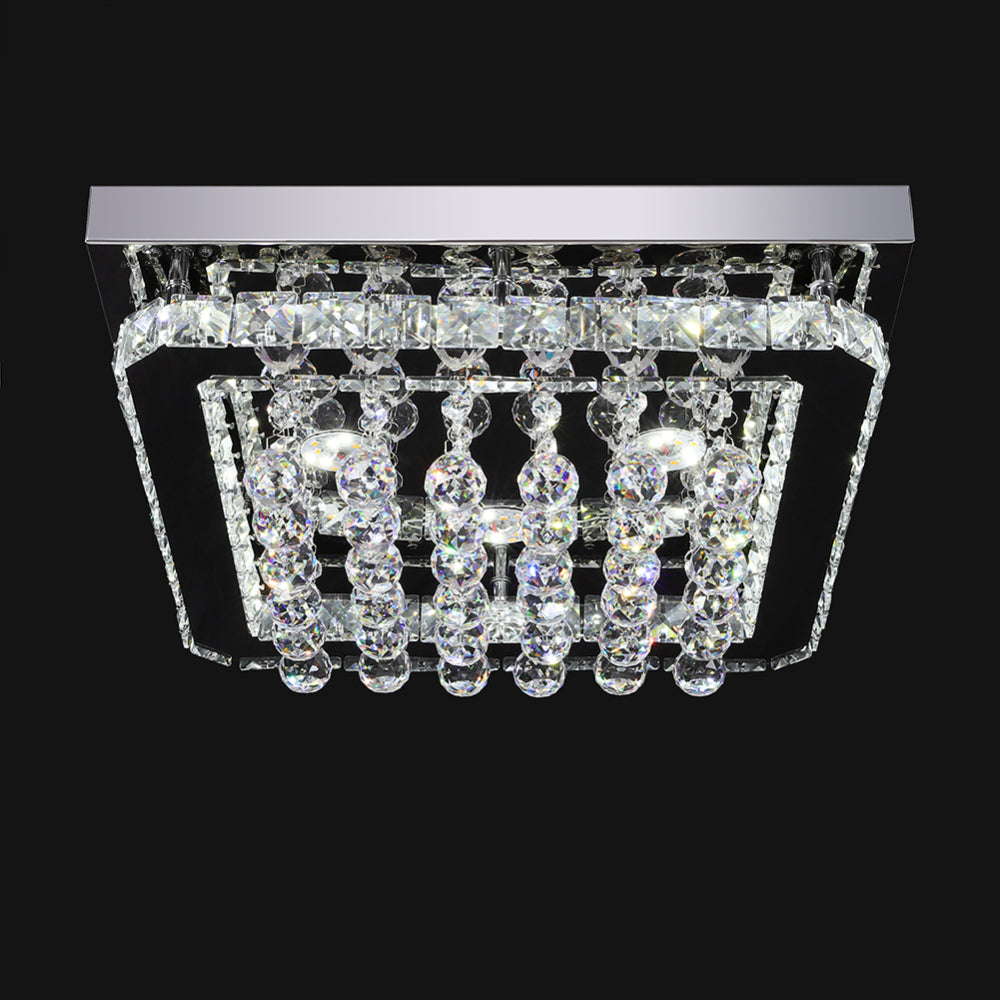 Modern Fancy Crystal Led Flush Mount Ceiling Light | Cool White