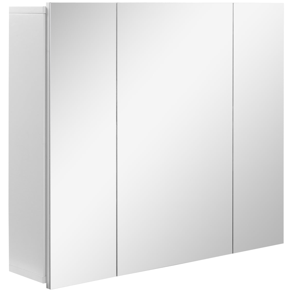 kleankin Bathroom Mirror Cabinet Wall Mount Storage Organiser W/ Door, White