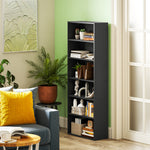 6 Tier Bookshelf, Freestanding Bookcase Adjustable Shelves | One Size | Black
