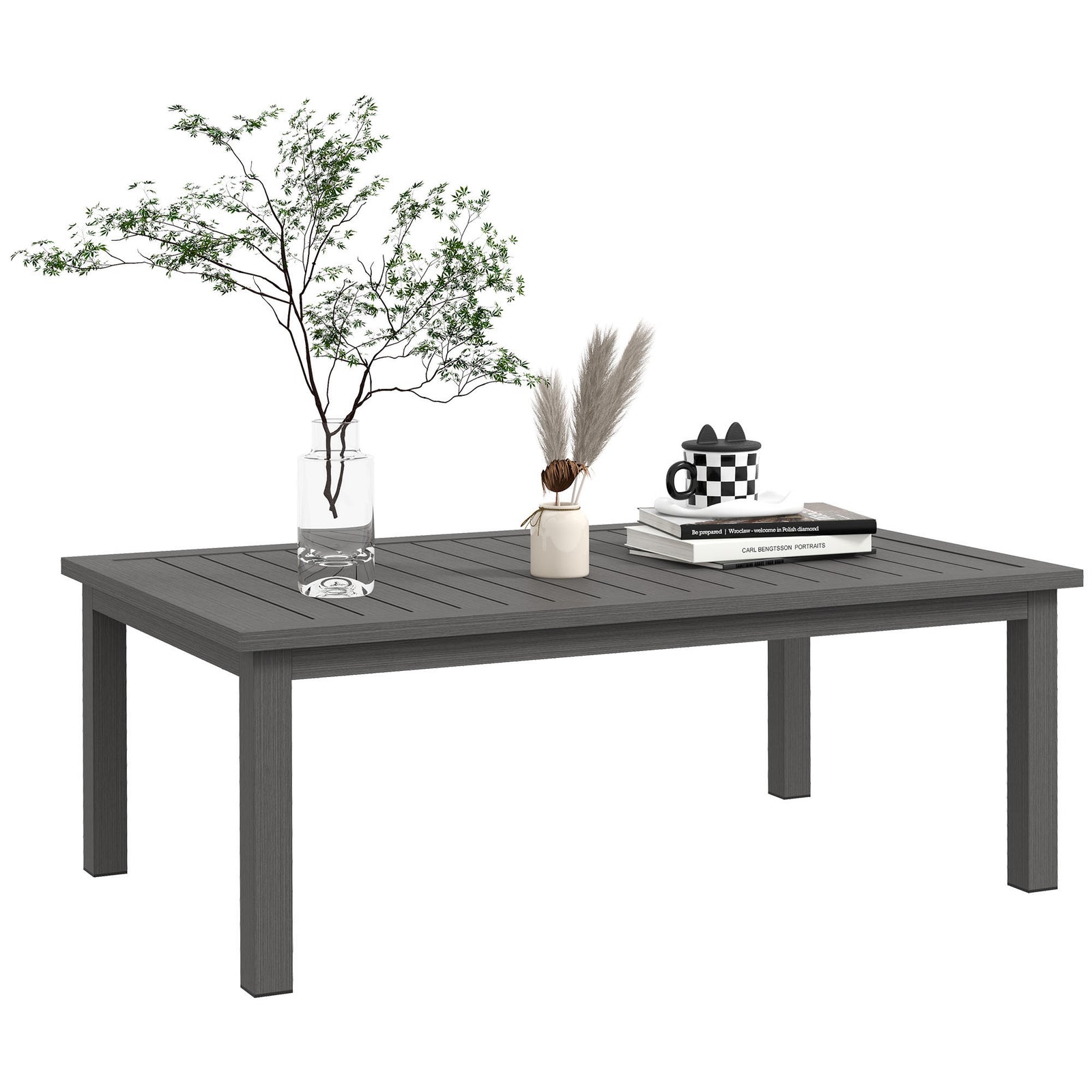 Outdoor Coffee Table Patio Table W/ Wood Grain Effect