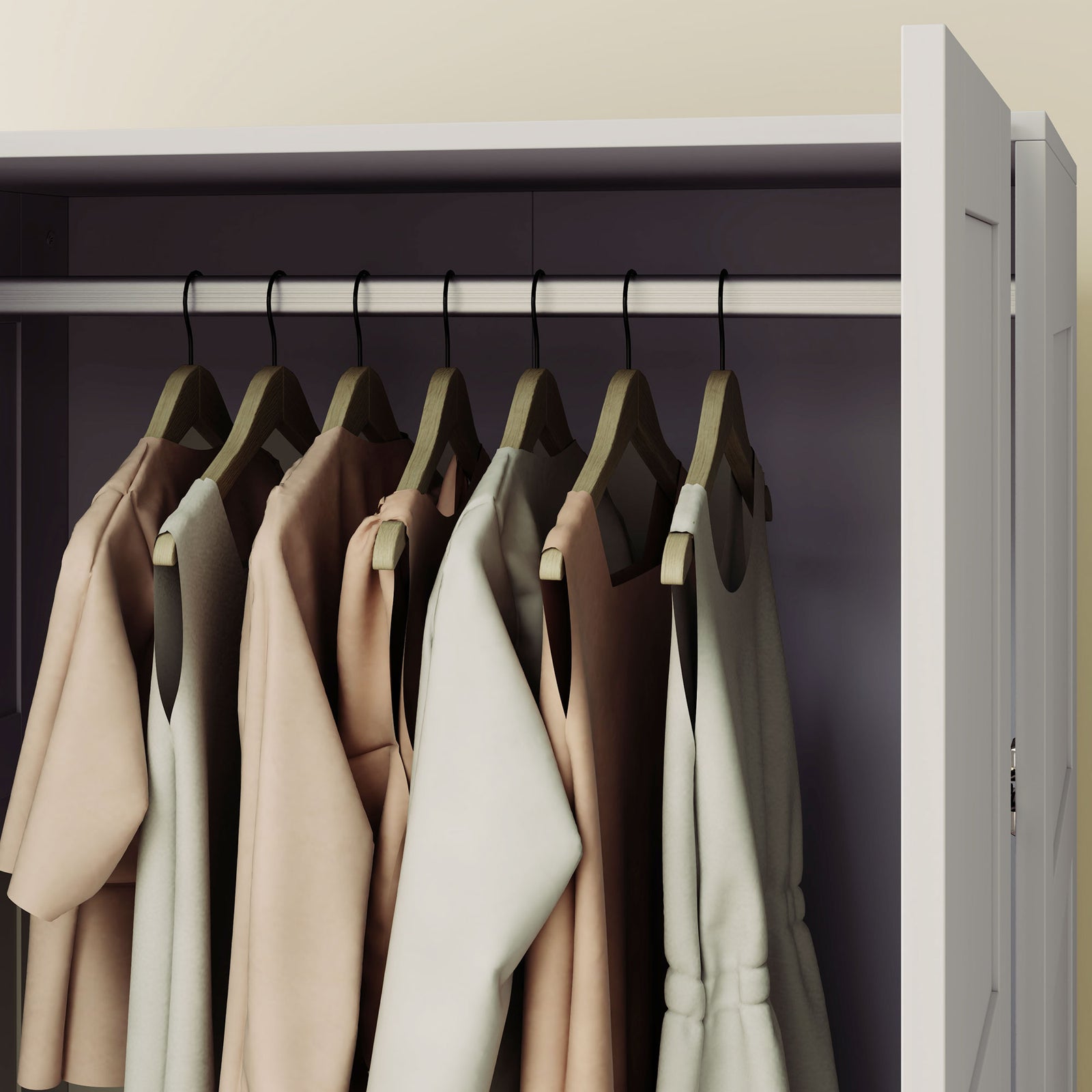 Wardrobe For Bedroom, Double Wardrobe With Hanging Rail | One Size