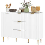 Sideboard Buffet Cabinet W/ 3 Drawers And Adjustable Shelves