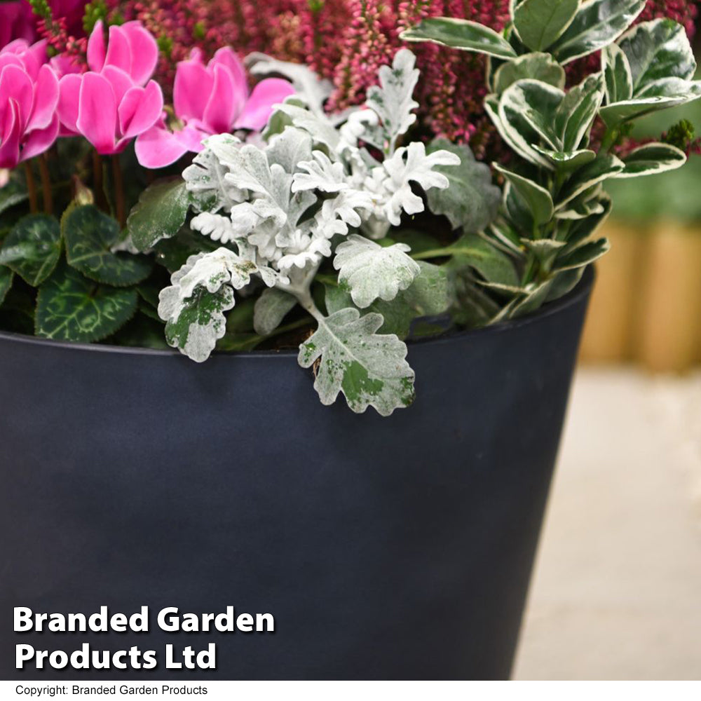 Stone Effect Dark Grey 30.5cm Planter | Set of 1 | Dark Grey