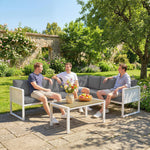 6 Seater Metal Garden Furniture Corner Sofa Set | White
