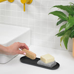 Recycled Bathroom Tray - Replaceable head that is screwed in - Closed fit storage cover - Made in the UK | Graphite Black