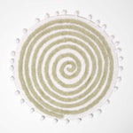 Spiral Cotton Round Bath Mat With Pom Pom Edges | 60cm | Sage Green