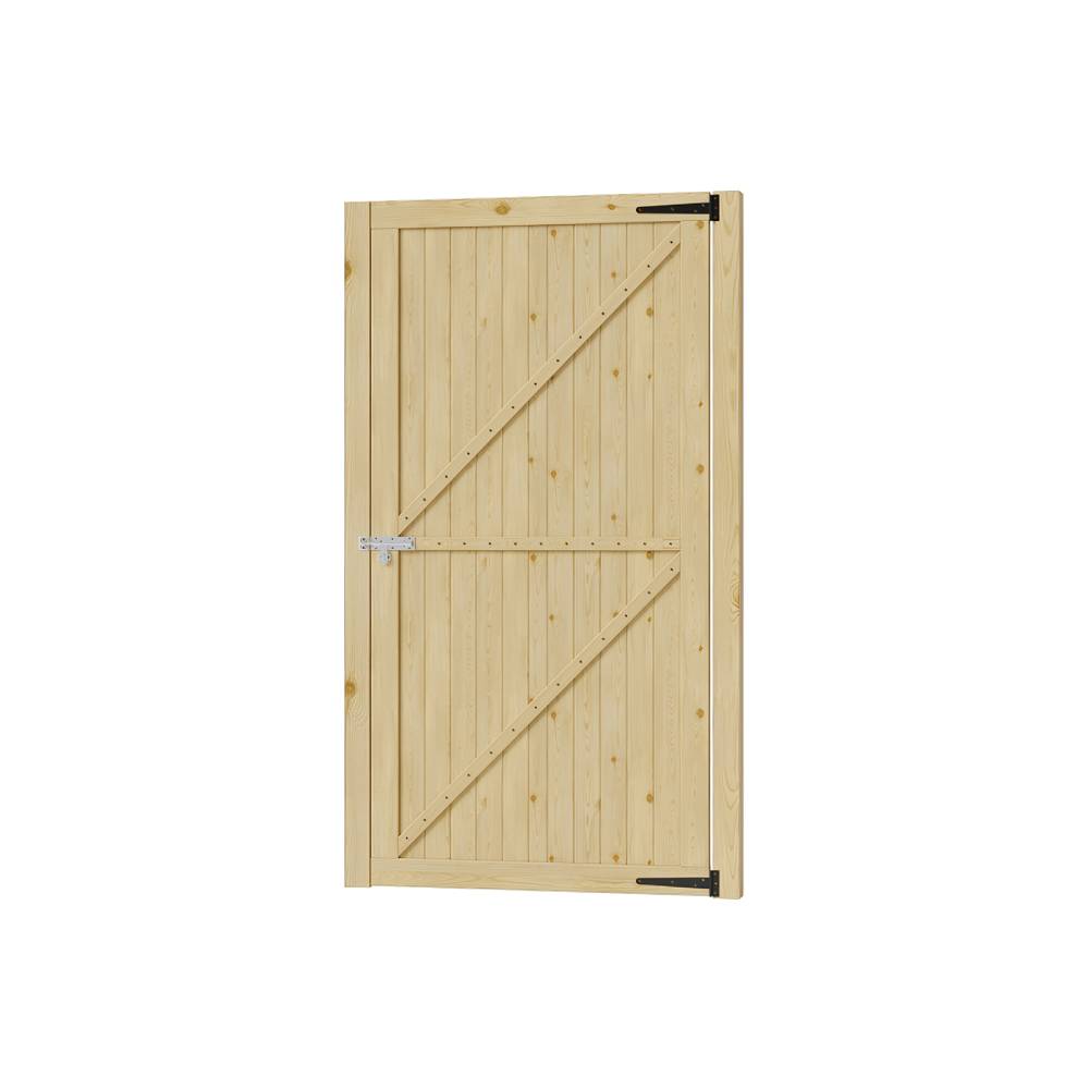 90cm W X 180cm H Natural Wooden Garden Door With Z-brace Design, Outdoor Door With Door Latch