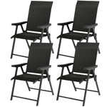 Folding Chair W/ Breathable Mesh Fabric Seat | Set of 4 | Black