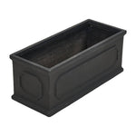 Breeins Rectangular Textured Cement Planter Box With Drainage Hole, Black Concrete Flower Pot For Garden