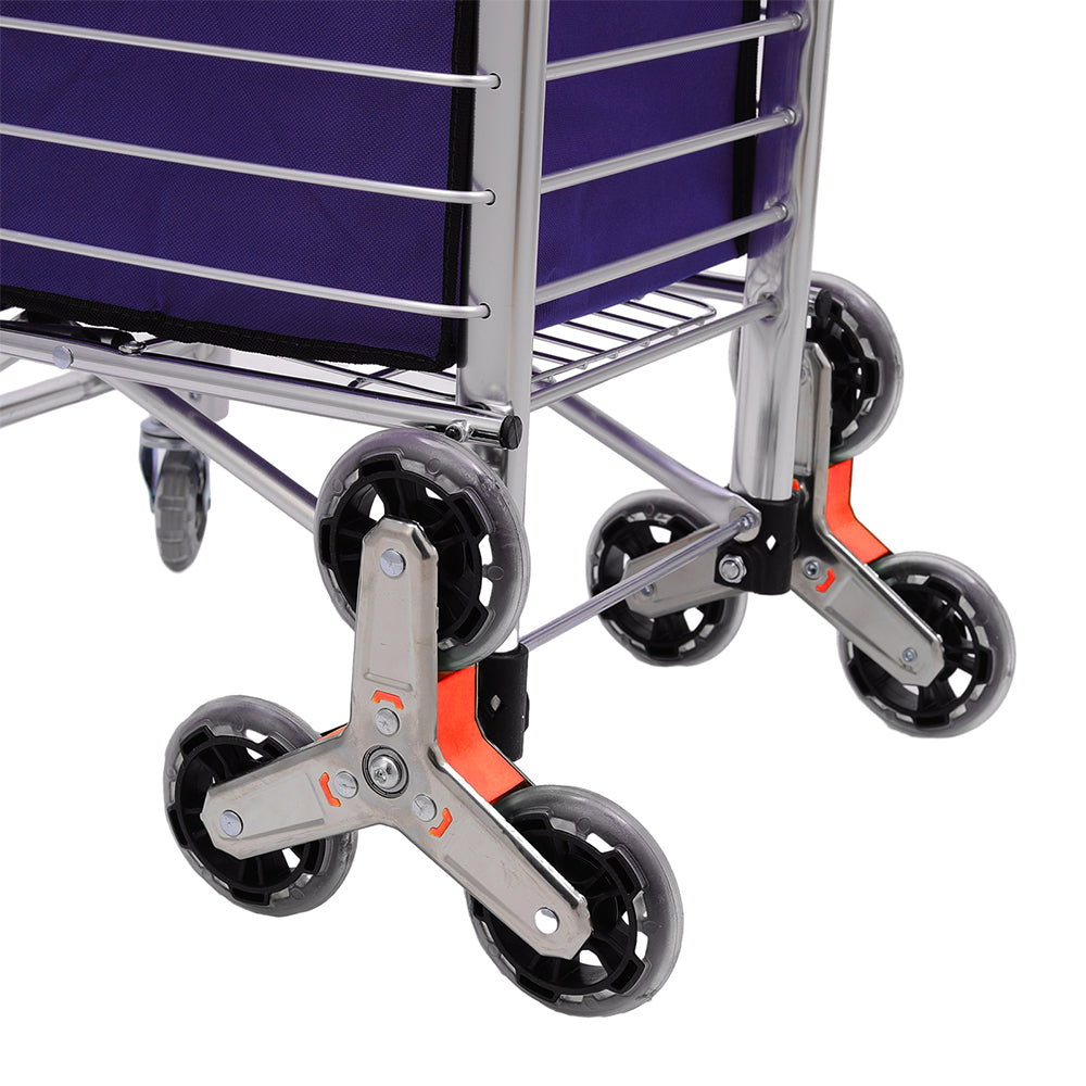 8 Wheels Foldable Shopping Trolley 2-in-1 Mobility Bag Push Cart Stair Handtrack