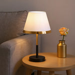 White & Gold Led Table Lamp With Cone Shade – Adjustable Colour Temperature, Push-button Control
