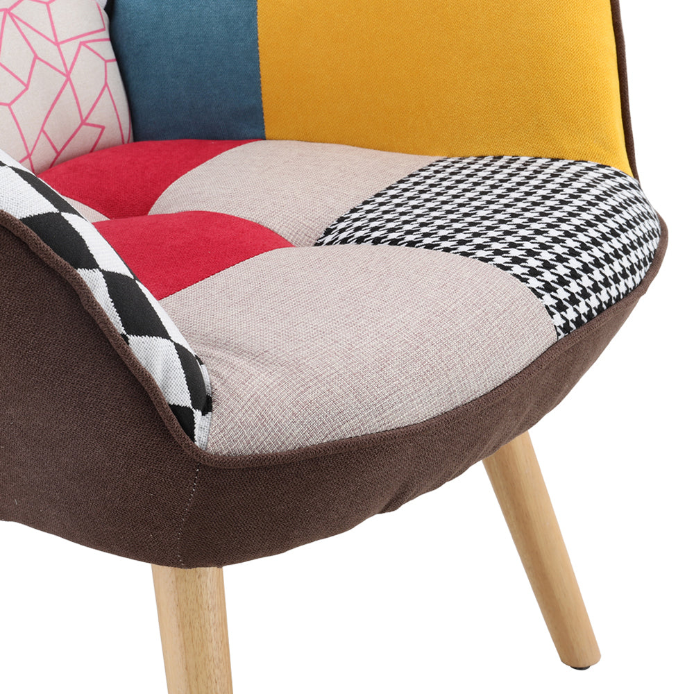 Tufted Button Linen Armchair With Wooden Legs
